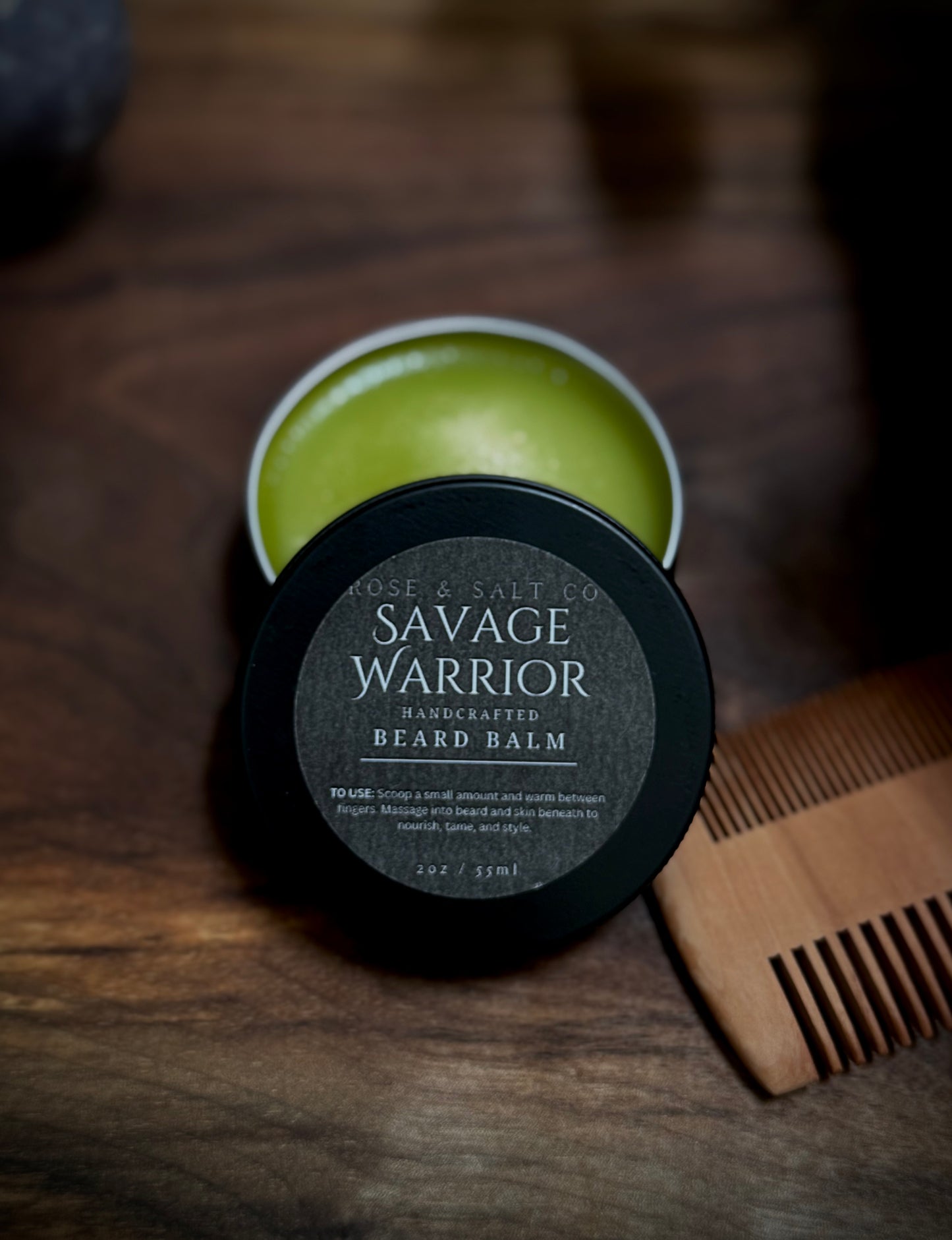 Savage Warrior Beard Balm – Natural Beard Conditioner & Styling Balm for Men | Rugged Musk Scent, Moisturizing & Taming Balm