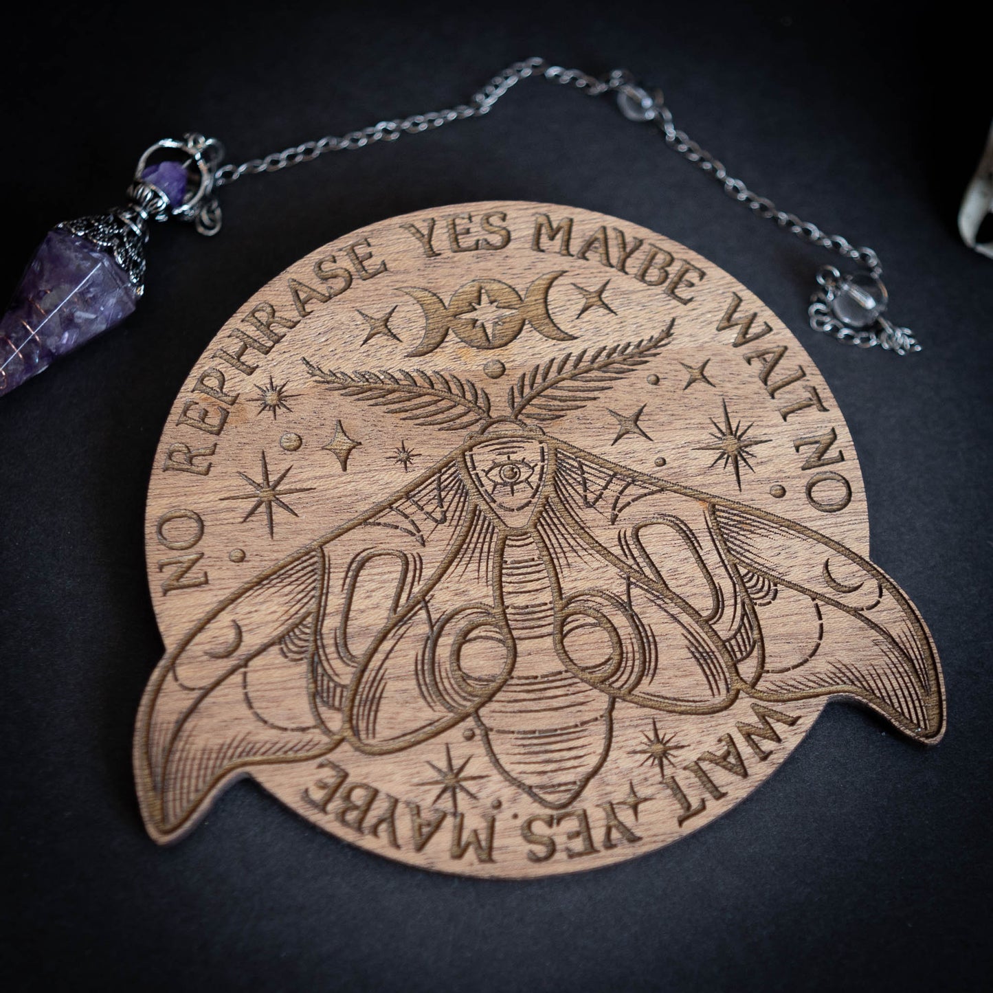 Moth Design Spirit Pendulum Board Divination Tarot Crystal Altar Decor