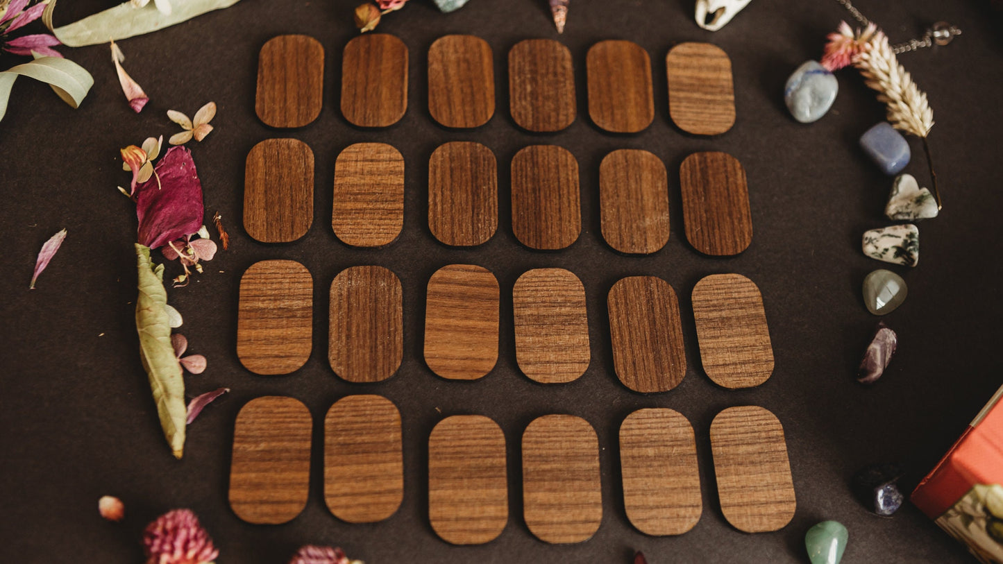 Solid Walnut Wood Engraved Viking Runes Elder Futhark Pagan Divination Gift Idea Norse Altar Northmen Fortune Telling Tarot