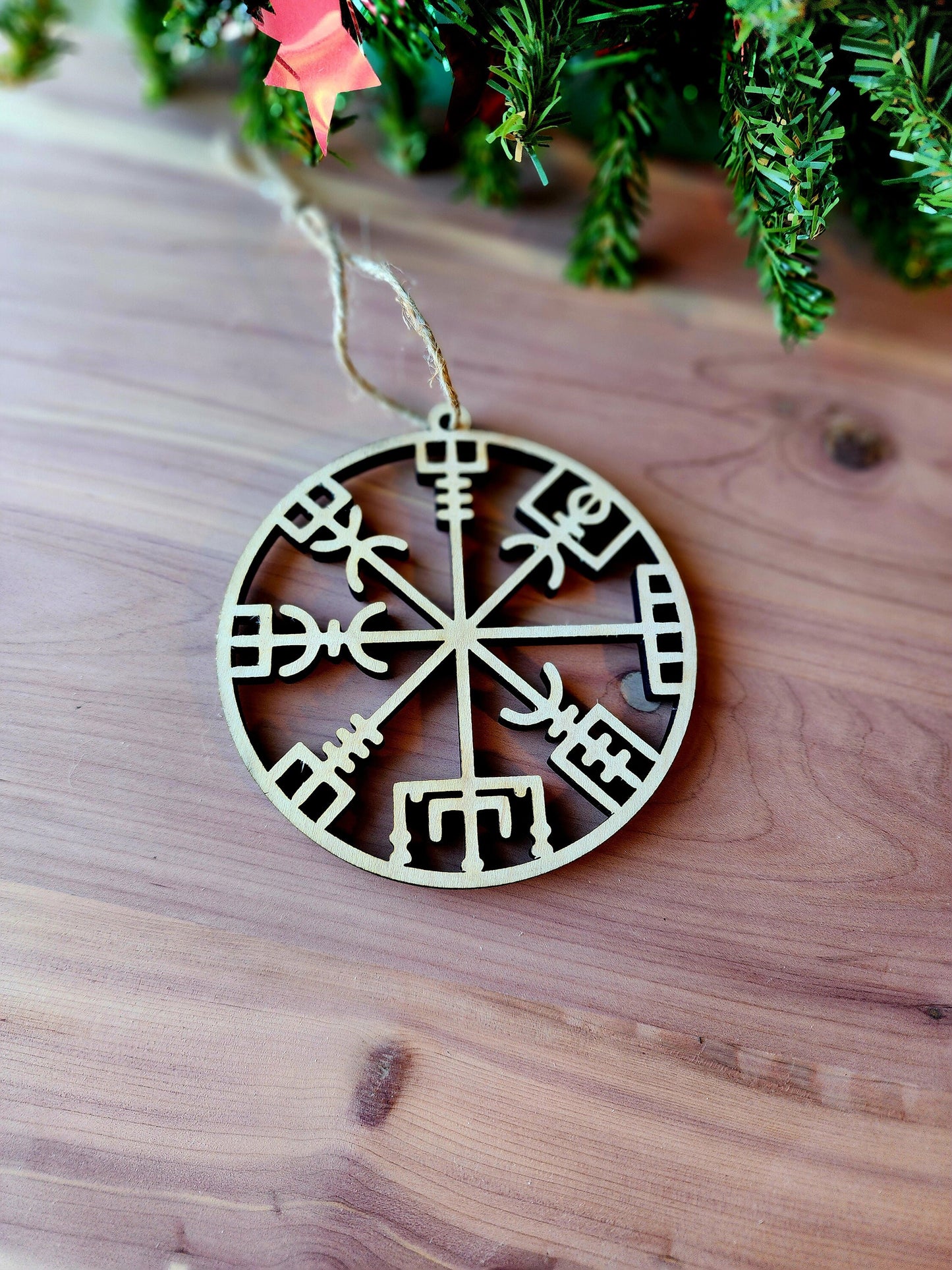 Vegvisir Ornament | Witch Pagan Tarot | Maple Wood | Non-Religious | Decor | Hygge | Christmas Tree | Solstice Ritual | Yule Season | Viking