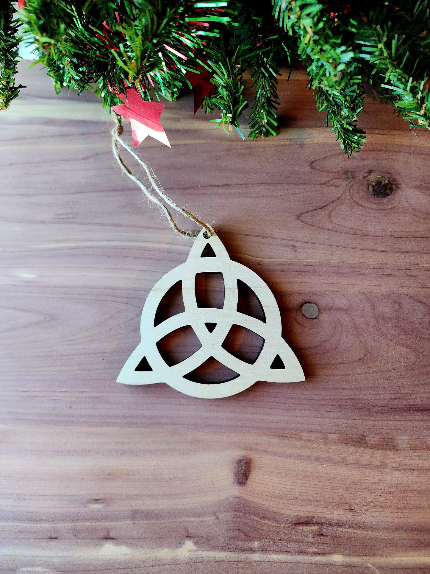 Triquetra Ornament | Witch Pagan Tarot | Maple Wood | Non-Religious | Hygge | Christmas Tree | Solstice Ritual | Yule Season | Viking