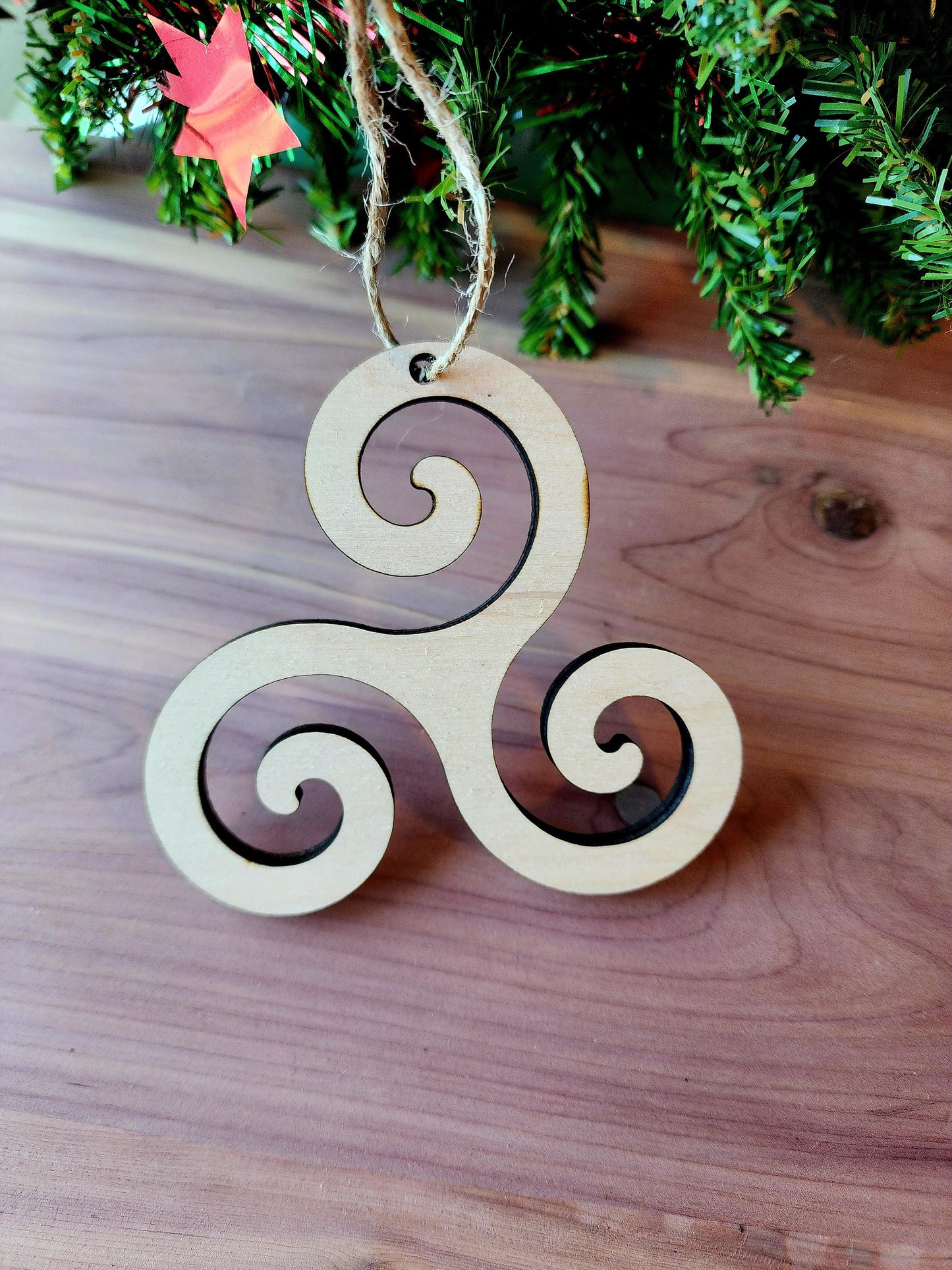 Triskele Ornament | Witch Pagan Tarot | Maple Wood | Non-Religious | Hygge | Christmas Tree | Solstice Ritual | Yule Season | Viking
