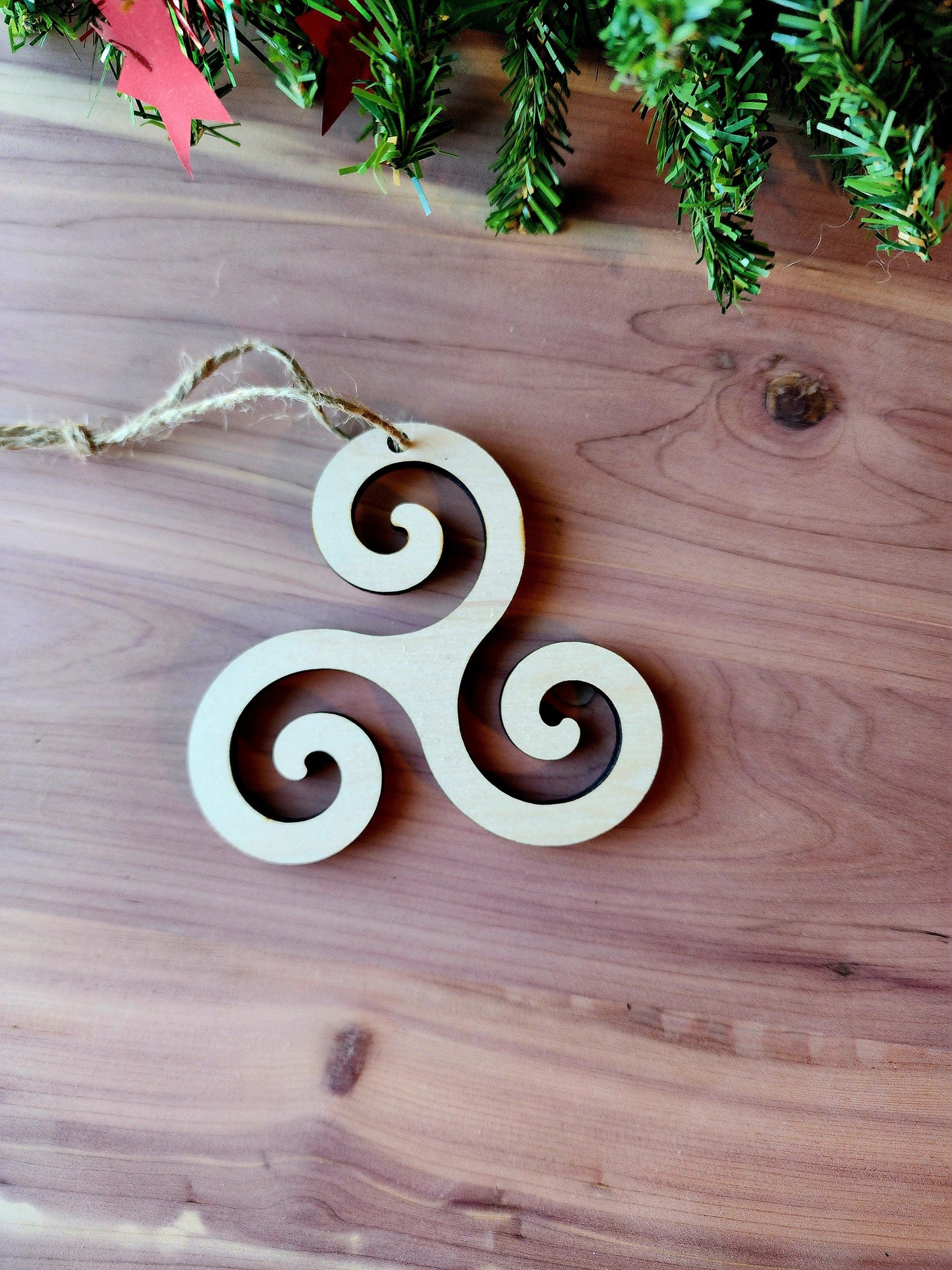 Triskele Ornament | Witch Pagan Tarot | Maple Wood | Non-Religious | Hygge | Christmas Tree | Solstice Ritual | Yule Season | Viking