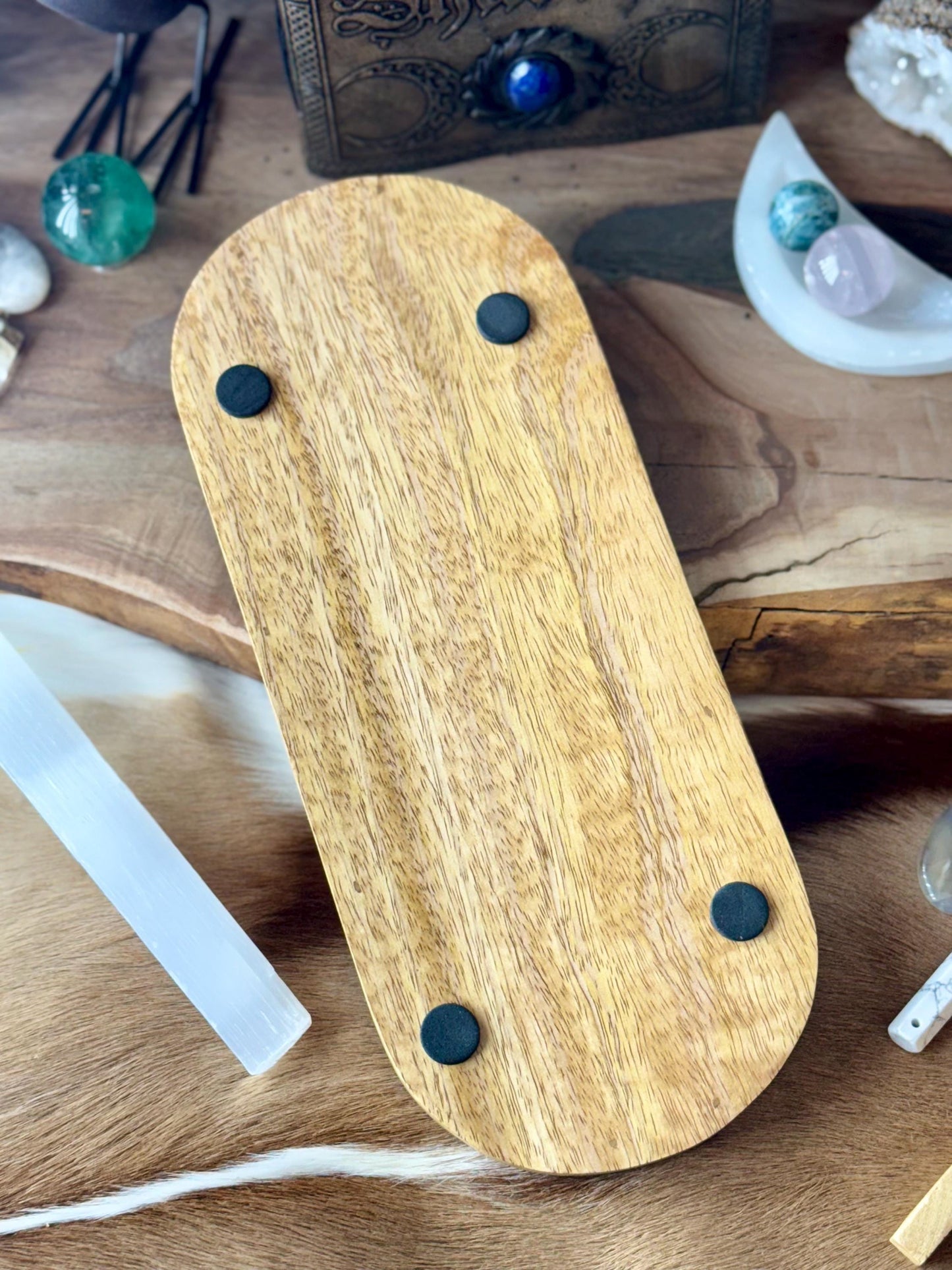 Mushroom Whale Engraved Mango Wood Key Ring Wallet Coin Pagan Occult Witchy Spiritual Gift Idea Valet Tray Altar Decor Crystal Bowl Tarot