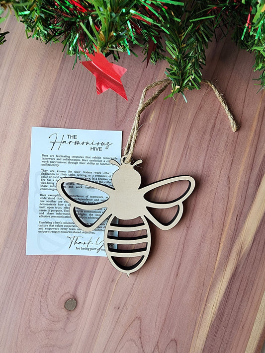 Bee Hive Ornament | Employee Coworker Bridesmaid Gift | Maple Wood | Non Religious | Decor | Hygge | Christmas Tree | White Elephant Gift