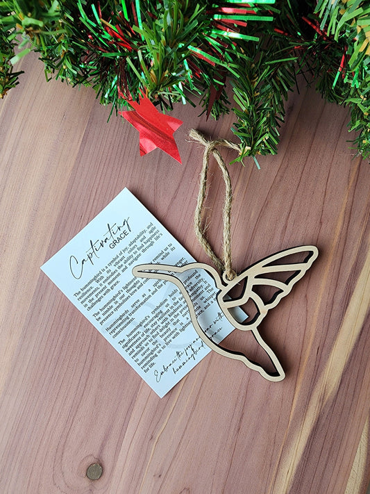 Captivating Grace Hummingbird Ornament | Self Empowerment Ornament | Maple | Non-Religious | Decor | Hygge | Christmas Tree | White Elephant