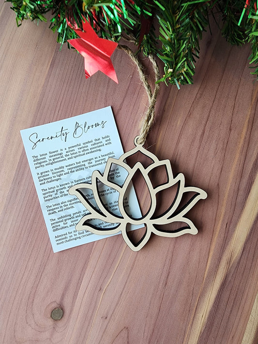 Blooming Lotus Flower Ornament | Self Empowerment Gift | Maple Wood | Non Religious | Decor | Hygge | Christmas Tree | White Elephant Gift