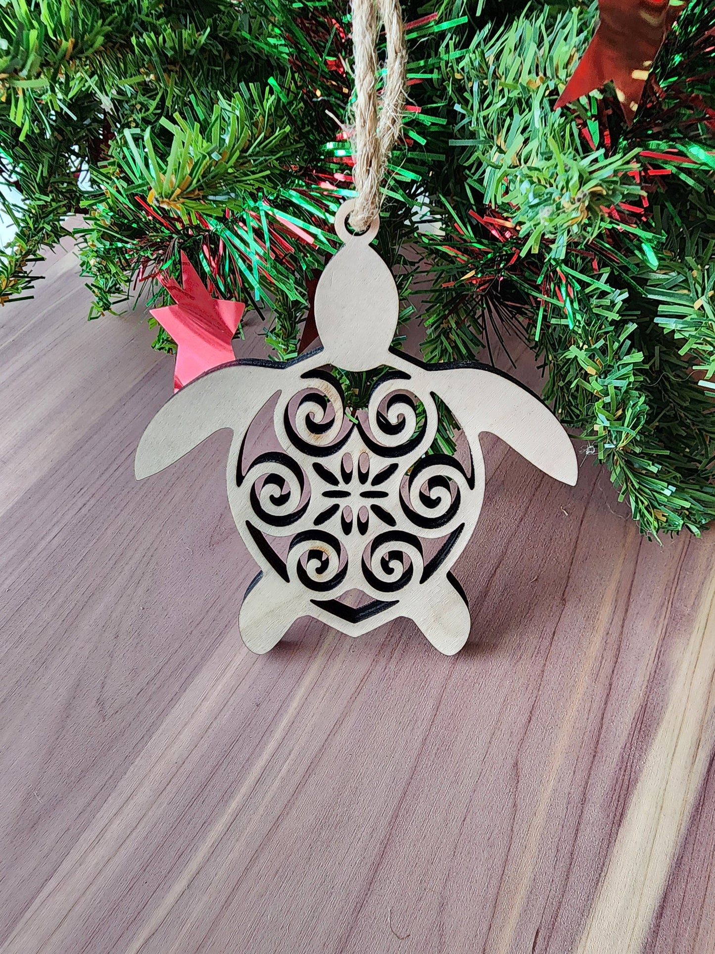 Graceful Guardian Sea Turtle Mother Ornament | Gift for Mom Parent | Maple Wood | Non-Religious | Decor | Hygge | Christmas Tree |