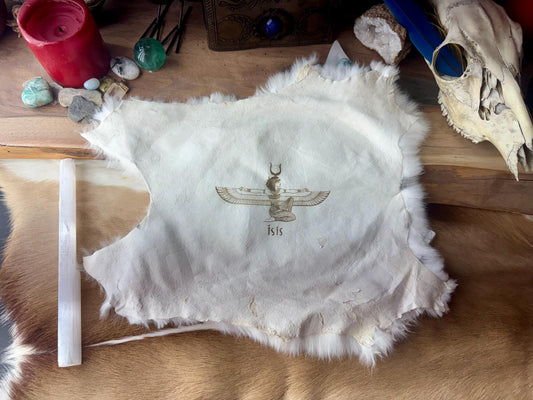 Isis Goddess Altar Cloth, Pagan Decor, Genuine Rabbit Fur Witchy Decor, Mythology Art, Demon Art, Deity, Gods, Goddesses, Egyptian Mythology