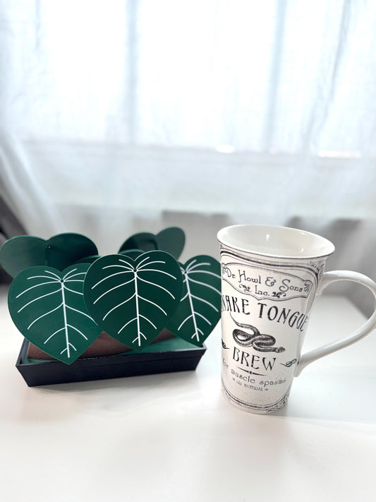 3d Printed Faux Gloriosum Philodendron Plant Coaster Set Storage Box